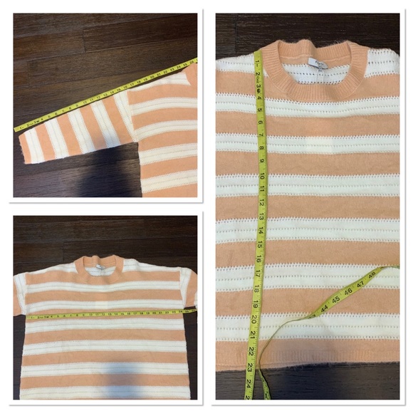 NWT FRNCH Nadiege Striped Boxy Pastel Pink Crewneck Sweater M/L - Picture 11 of 11